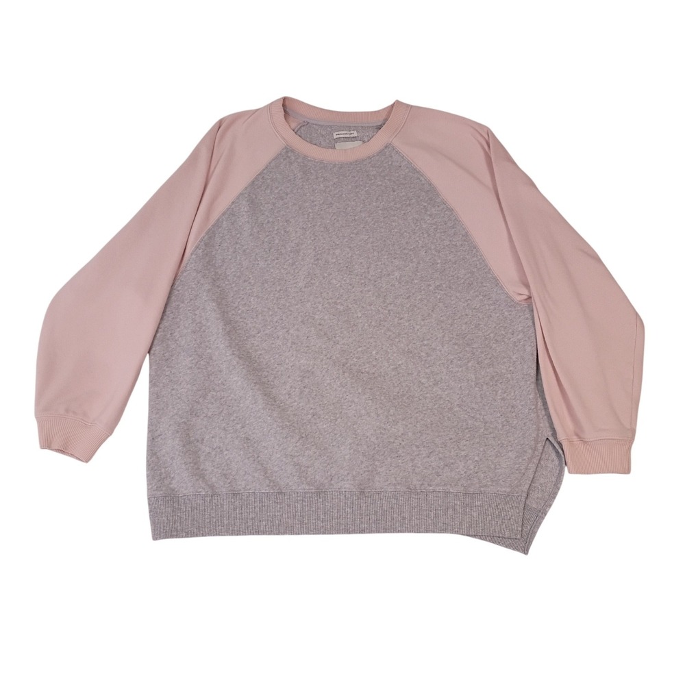 American Eagle Ahh-mazingly Soft Colorblock Raglan Sweatshirt Gray Pink Medium